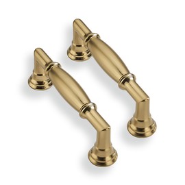 CABDM 10 Pack 3 Inch Hole Center Brushed Brass Cabinet Pulls Solid Satin Brass Cabinet Handles Solid Hardware Handle for cabinets Dressers Kitchens bedrooms