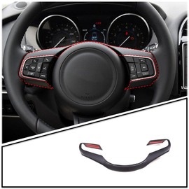 Daeiclru Car Steering Wheel Cover Trim Compatible with Jaguar F-Pace F-Type XF XF XFL 2016-2019, Steering Wheel Decoration Frame Accessories (Matt Black)