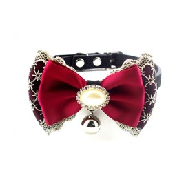 PetFavorites Bling Rhinestone Lace or Kimono Bow Tie Cat Dog Collar with Bell for Small Dogs Female Kitten - Chihuahua Yorkie Clothes Accessories Costume Outfits, Adjustable Buckle and Handmade
