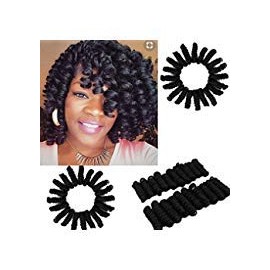 AYASAL 3 Packs Synthetic Short Curly Hair Extension for Black Women - Eunice Hair Kenzie Curl Crochet Braids 20 Strands/Pack (20 inch, Black, 3 Count)
