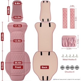 Sanwom Front Car Seat Covers - Leather Seat Covers with Storage Pocket and Two Belt Pads, Anti-Slip Waterproof Universal Seat Covers for Cars Fit Cars Trucks SUV(Pink,2 Pack)