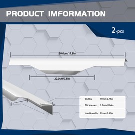 SNOMEL 2 Pieces Aluminium Alloy Finger Pulls for Cabinets, 11.8 Inch Cabinet Edge Pull Handles, Concealed Hidden Draw Pull for Wardrobe Kitchen Bathroom Drawers (White)