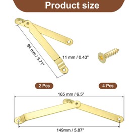 uxcell 2Pcs 6.5"x0.43" Folding Support Lid Hinges, Right Side Lift Up Lid Stay Hinge, 180 Degree Rotatable Metal Retro Hinges with Screws for Wooden Cases Boxes Trunk Chest, Copper