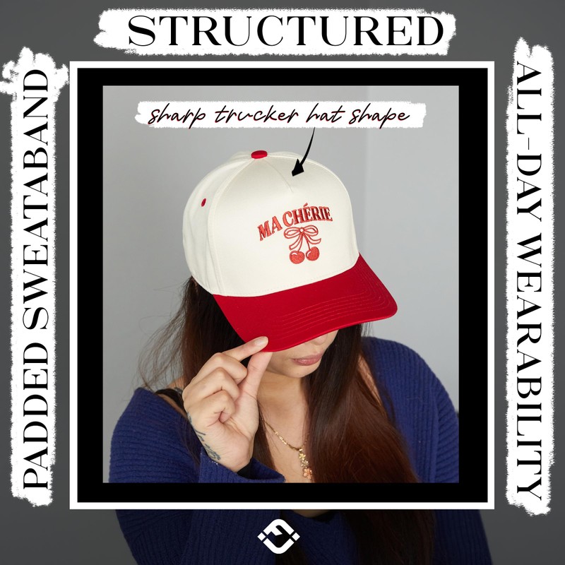 Two Tone Vintage Snapback Hat - Ma Chérie - Red/Beige