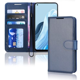 TECHGEAR Leather Wallet Case for Oppo Find X5 Lite 5G, Flip Protective Case Cover with Wallet Card Holder, Stand & Wrist Strap - Blue PU Leather with Magnetic Closure for Oppo Find X5 Lite 5G
