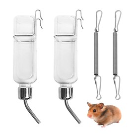 Aililong Pack of 2 Water Bottle with Holder 350 ml - Self-Centring Design, Water Bottle for Small Animals such as Rabbits, Hamsters, Guinea Pigs