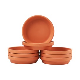 Yishang 6 Inch Middle Terracotta Pot Plant Saucer - 8pcs Middle Round Plant Pot Saucers, Middle Clay Plant Tray Perfect for 5/5.5/6 Inch Flower Pot with Drainage Hole and Great for Indoor or Outdoor