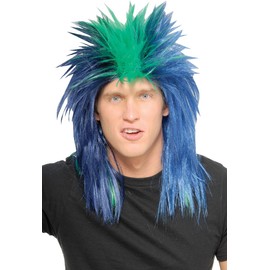 Rubie's mens Dark Blue Green and Light Blue Sports Fan Wig Party Supplies, Blue/Green, One Size US