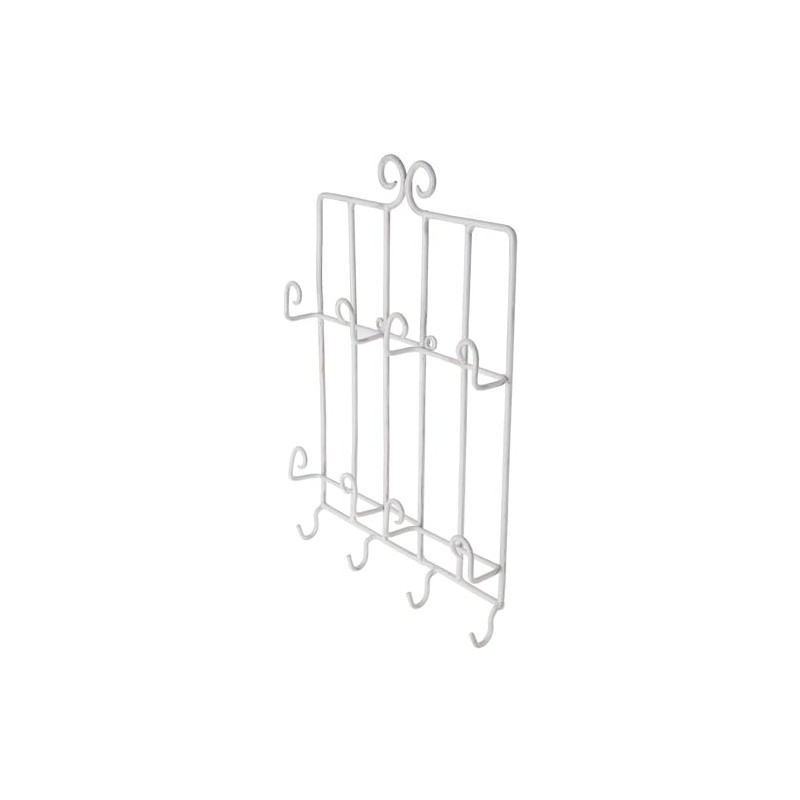Bard's White Wrought Iron Wall Mounted 4 Cup and 4