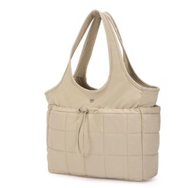 WESTBRONCO Puffer Tote Quilted Bag for Women Puffer Purse Nylon Shoulder with Adjustable Strap work Bag shoulder Bag University Work Laptop Waterproof - colors: Khaki