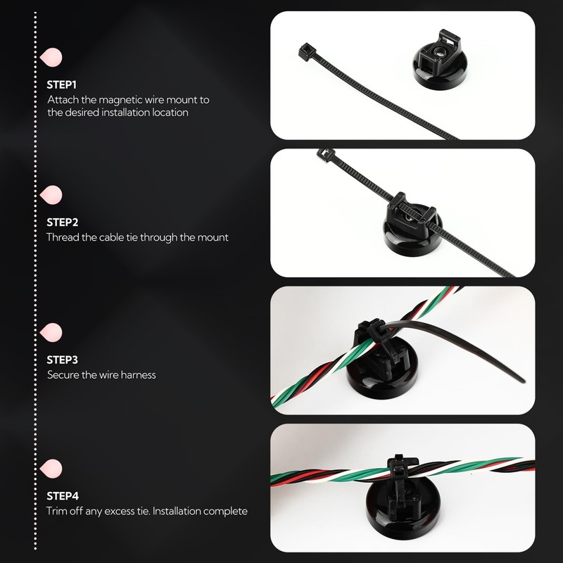 GAGIRA 12Pcs Cable Ties Magnetic, Multipurpose Magnetic Wire Clip, Cable