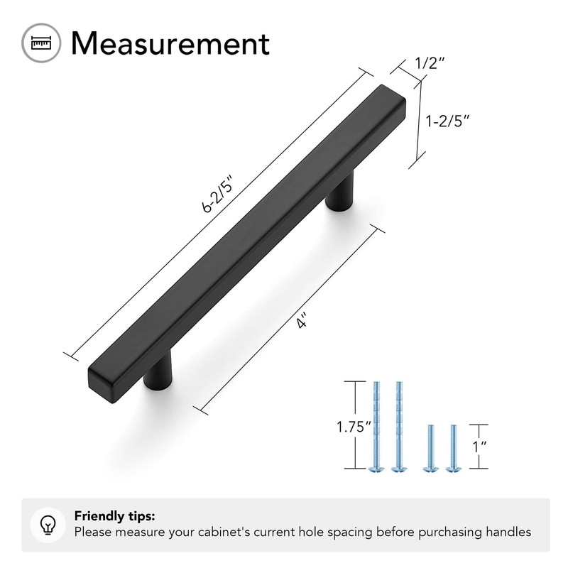 Ravinte Black Cabinet Handles 5 Pack 4 inch Matte Black