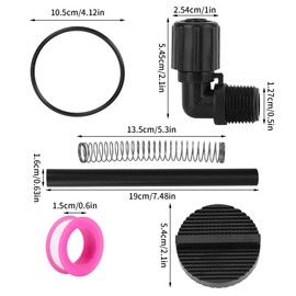 BOXOB Pool Chlorinator Replacement Parts Acessories Kit for Pentair Rainbow 320 & 322, Includes 1/2" NPT 90°Tube Connector 5/8" OD Feeder Tube and Support Spring Replaces R172272 R172091 R171097