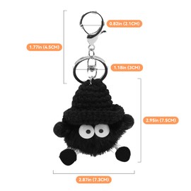 jiesinlov Kawaii Plush Small Briquettes Pendant Cute Car Keychain,Purse Backpack Charms Accessories Key Chain for Women or Girls Bags(Silver Buckle&Black)
