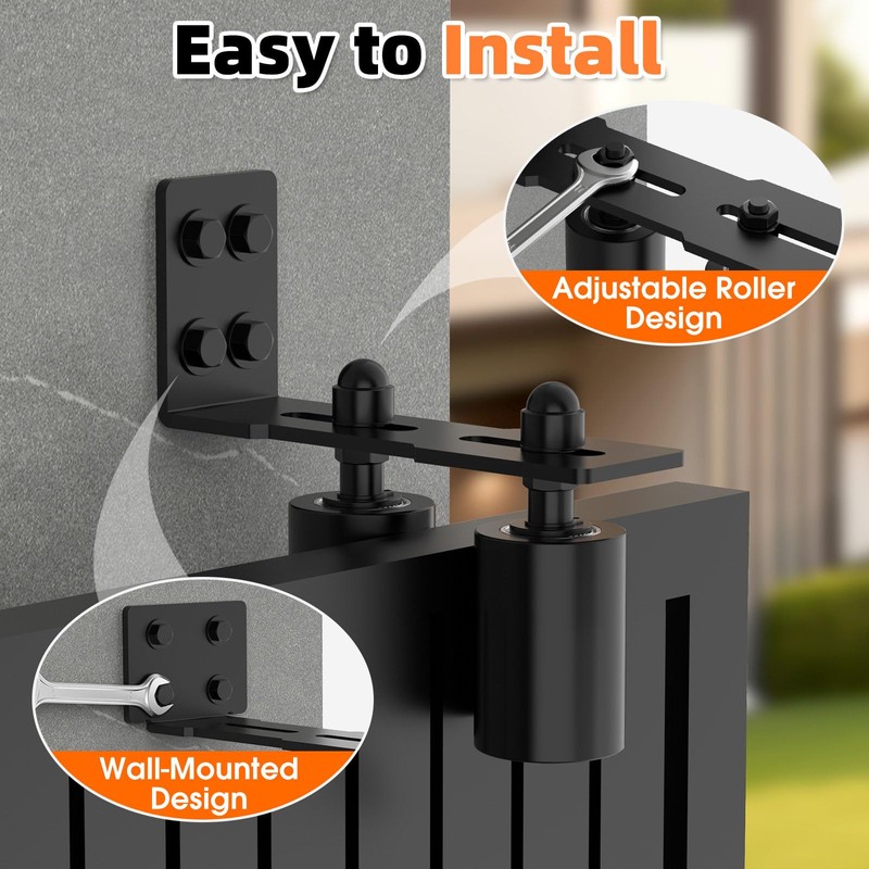 MeBantoo Sliding Gate Guide Rollers & Hardware Kit – Heavy