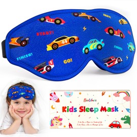 BeeVines Kids 3D Contoured Sleep Mask, Boys Blackout Eye Masks (Racing Car)