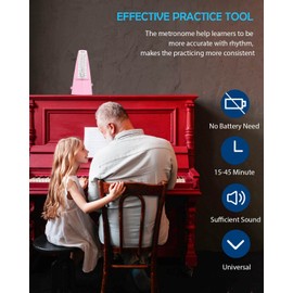 LMS Mechanical Metronome Universal Metronome for Piano Guitar Violin Drums Ukulele Track Beat and Tempo Loud Sound High Precision (Pink)