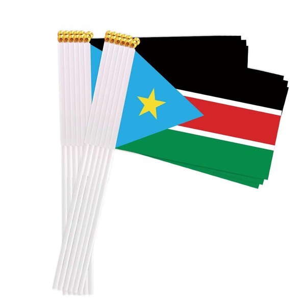 25 Packs Small South Sudan Flags on Handheld Stick，Miniature South