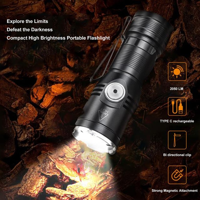 Flashlight Super Bright Type C Charging Aluminum Alloy 2050LM 6