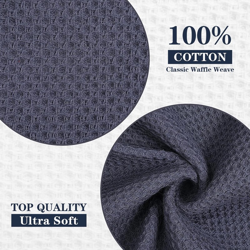 HYER KITCHEN 100% Cotton Waffle Weave Kitchen Dish Towels, Super