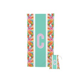 Mary Square Monogram C Colorful Floral 62 x 31 Polyester Blend Quick Dry Beach Towel