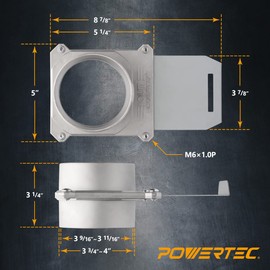 POWERTEC 70326 Aluminum Blast Gate 4 Inch, w/Anti Clog and Air Leak Seal for Dust Collection