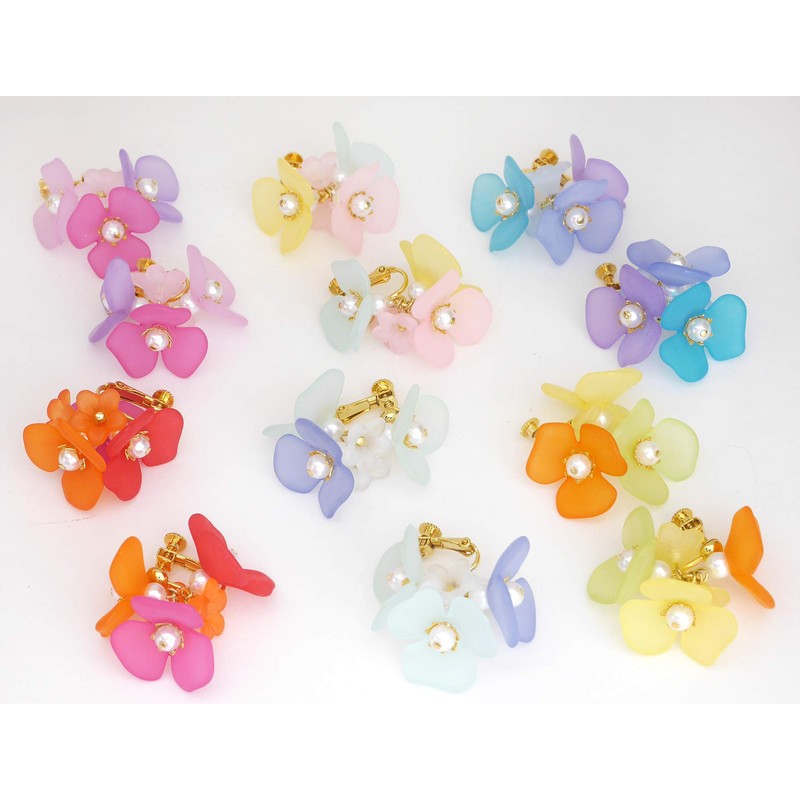 HOBBIX BK-109 Bead Kit, Kyoto Hirari, Petal Earrings, Hydrangea