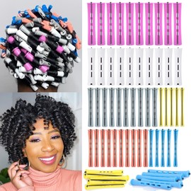 60 Pcs Perming Rods Set-6 Sizes Perm Rods For Long Short Hair,Plastic Curling Rollers For Hairdressing Hair Styling(Mix Size 60Pcs)