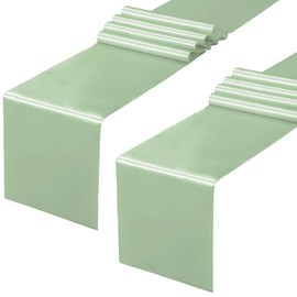 Horbaunal 2 Pack Sage Green Satin Table Runner 12 x 108 Inch, Smooth Table Runners for Wedding Banquets Birthday Party