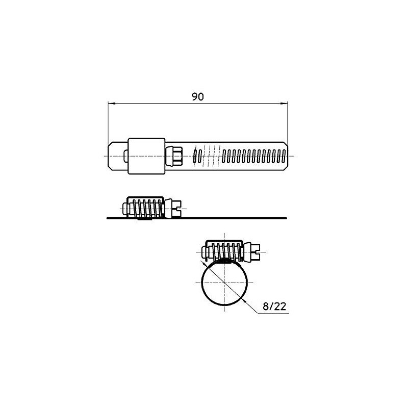 SANEI PD10-3S Hose Band, Stainless Steel, Screwdriver Type, For Hose