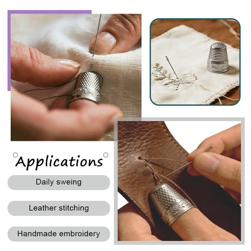 8Pcs Sewing Thimbles for Hand Sewing – 4 Gold &