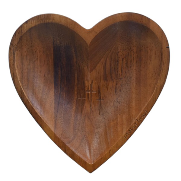 Kuncottz Handcrafted Wooden Heart Prayer Bowl with Blessing Cards -