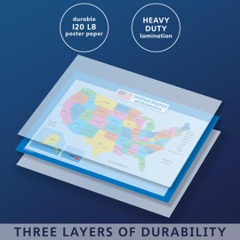 USA Map for Kids - LAMINATED - United States Wall Chart Map (18 x 24)