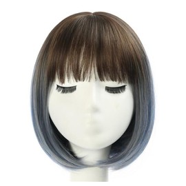 Women's Wig Short Wig, Bob, Gradient Blue, Short, Full Wig, Semi-Long, Straight Full Wig, Female Wig, Cosplay Wig, Small Face, Heat Resistant, Net Included