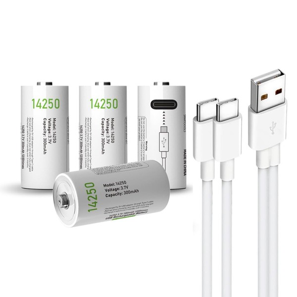 USB ICRV 14250 3,7 V 300 mAh Li-ion Baterías recargables de litio, paquete de 4