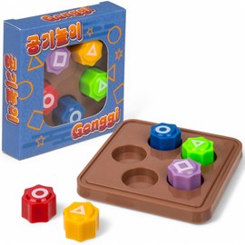 MIJOMA Gonggi Game Set of 5 - Classic Throwing Game for Children & Adults, Educational Game with Colours & Shapes, Skill Game Including Game Board, Retro Children's Toy