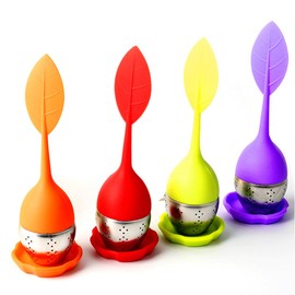 FEMONGY teeei für losen tee 4 Stück tee ei sieb, teesieb für losen tee mit Silikon-Griffen (nicht heiß), teeei edelstahl, gewürzei, einfach zu säubern tea strainer, teefilter für losen tee