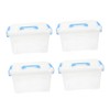 Ciieeo 4Pcs Transparent Sundries Storage Box with Lid Handheld Design
