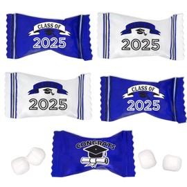 Blue Graduation Butter Mints Class of 2025 Candies Bag 100 Count Individually Wrapped Congratulations Grad Mint Candy 13 Ounce Bags Goody Treats Sweets Holiday Dinner Party Supplies Decoration