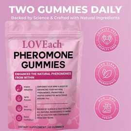 LOVEach Pheromone Gummies for Men & Women – 60 Count Vegan Fruit Gummies to Enhance Natural Pheromones, Boost Attraction, Confidence & Passion