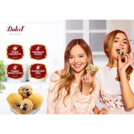 Dulcet Gift Baskets Valentine’s Day-Old Fashioned Muffins Assortment with Delectable Flavors- Blueberry, Cranberry, Corn, & Banana Nut Great Lovely Gift for Mom, Women, Sisters, Friends, and Girlfriend