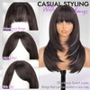 Eawwii Long Dark Brown Wig with Bangs for Women, 4x4
