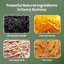Cured 3 in 1 - Pure Himalayan Shilajit Gummies for Men & Women | Sea Moss Ashwagandha, & Manuka Honey Organic with 85+ Trace Minerals | All-Natural & 100% Vegan | Non-GMO | Made in America