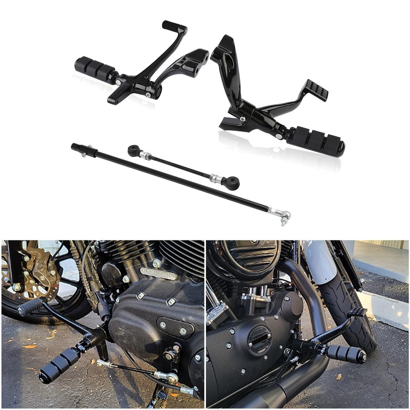 XFMT Motorcycle Black Standard Forward Control Kits W/Footpegs Levers Linkages