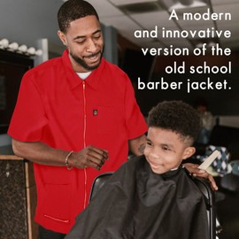 King Midas Empire Professional Hair Barber Jacket - Ultra Lightweight Jacket - Short Sleeves Salon Smocks