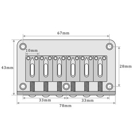 78MM Metal Fixed Hardtail Saddle Bridge Top Load Guitar Tailpiece for 6 String Fender Strat Tele Electric Guitar, Chrome