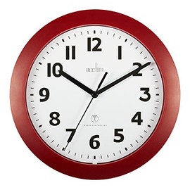 Acctim 74314 Parona, Red Radio Controlled Wall Clock, 23cm Diameter