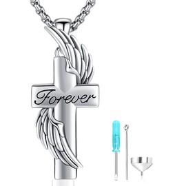 Friggem Cremation Jewellery Necklace 925 Sterling Silver Ash Pendant Women's Ash Memorial Jewellery Cats and Dogs Pets Mum and Dad Family Ash Special Gift, Stainless Steel, 0