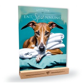 siviwonder Dog Sign Whippet Relaxation Dog Sign Decorative Bathroom Wooden Stand Greyhound