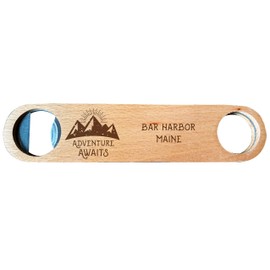 Bar Harbor Maine Laser Engraved Wooden Bottle Opener Adventure Awaits Design